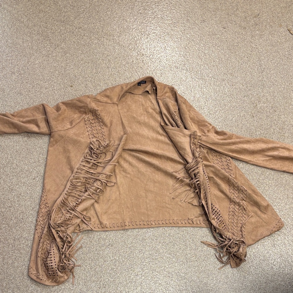 Leo & Ugo Tan Fringe Open Cardigan